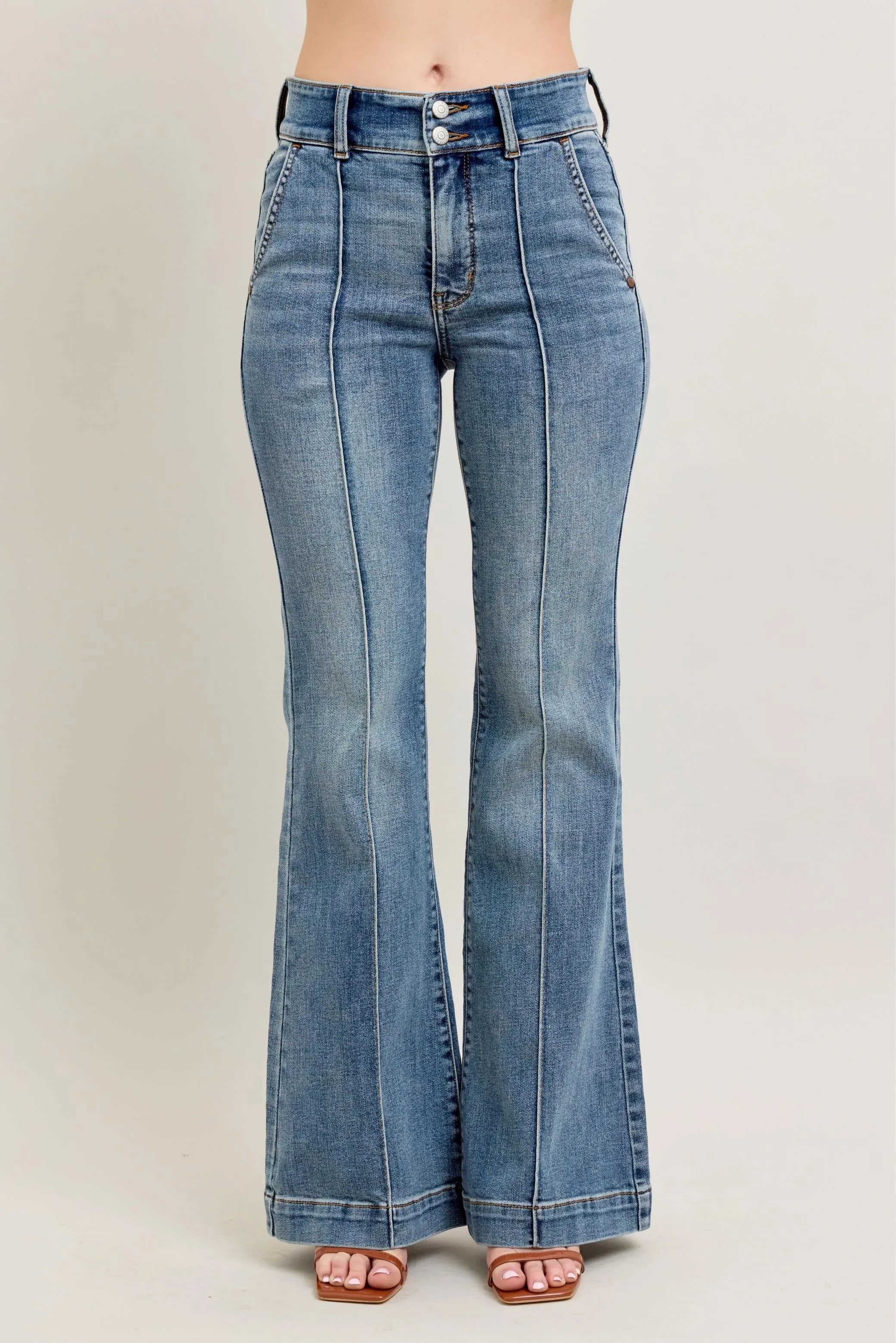 Judy Blue Full Size High-Waist Flare Denim Jeans with Front Seam Detail Plus Size sold by Charming Charlie product image thumbnail 2
