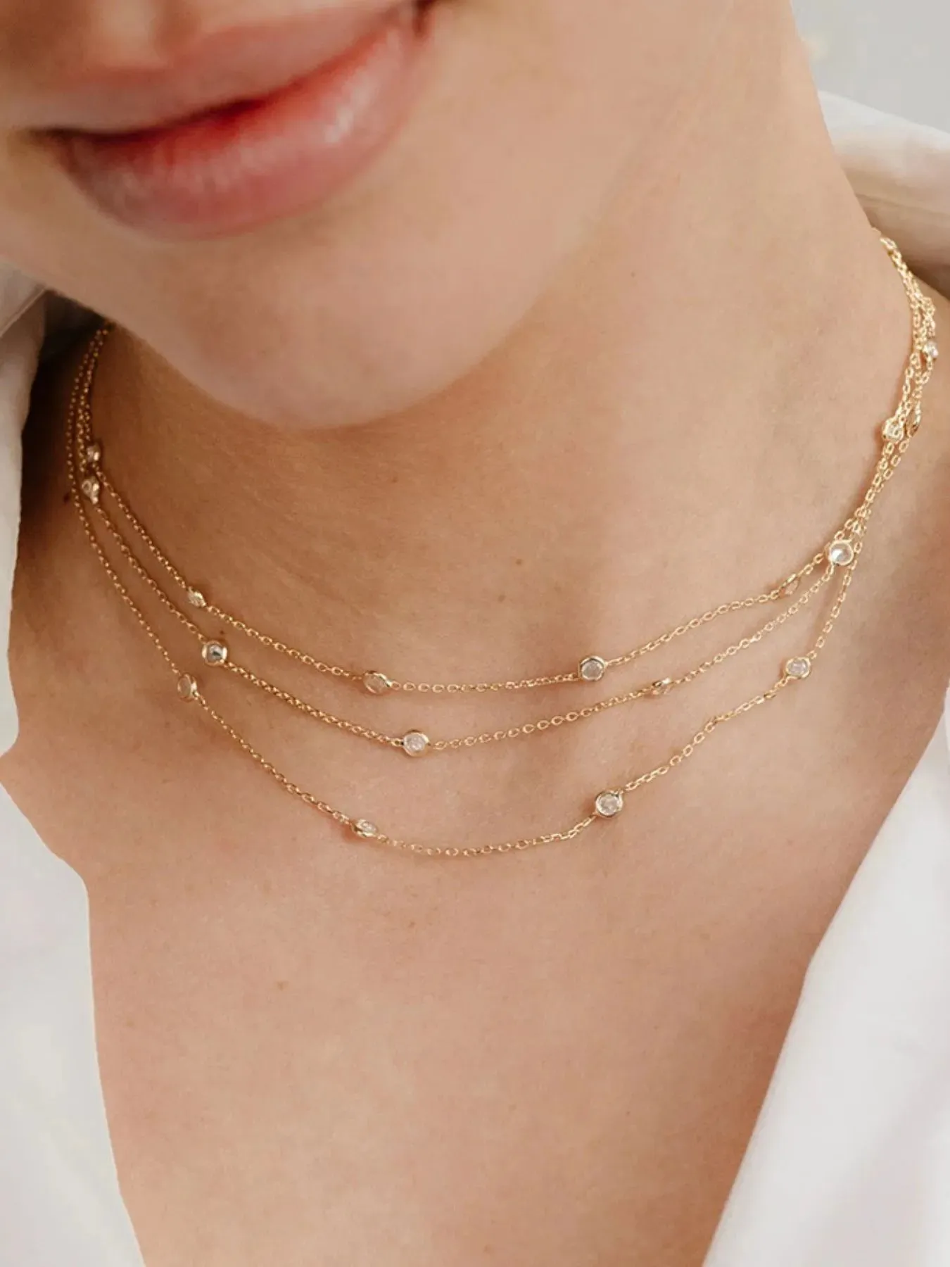 18K Gold-Plated Inlaid Zircon Layered Necklace sold by Charming Charlie product image thumbnail 3