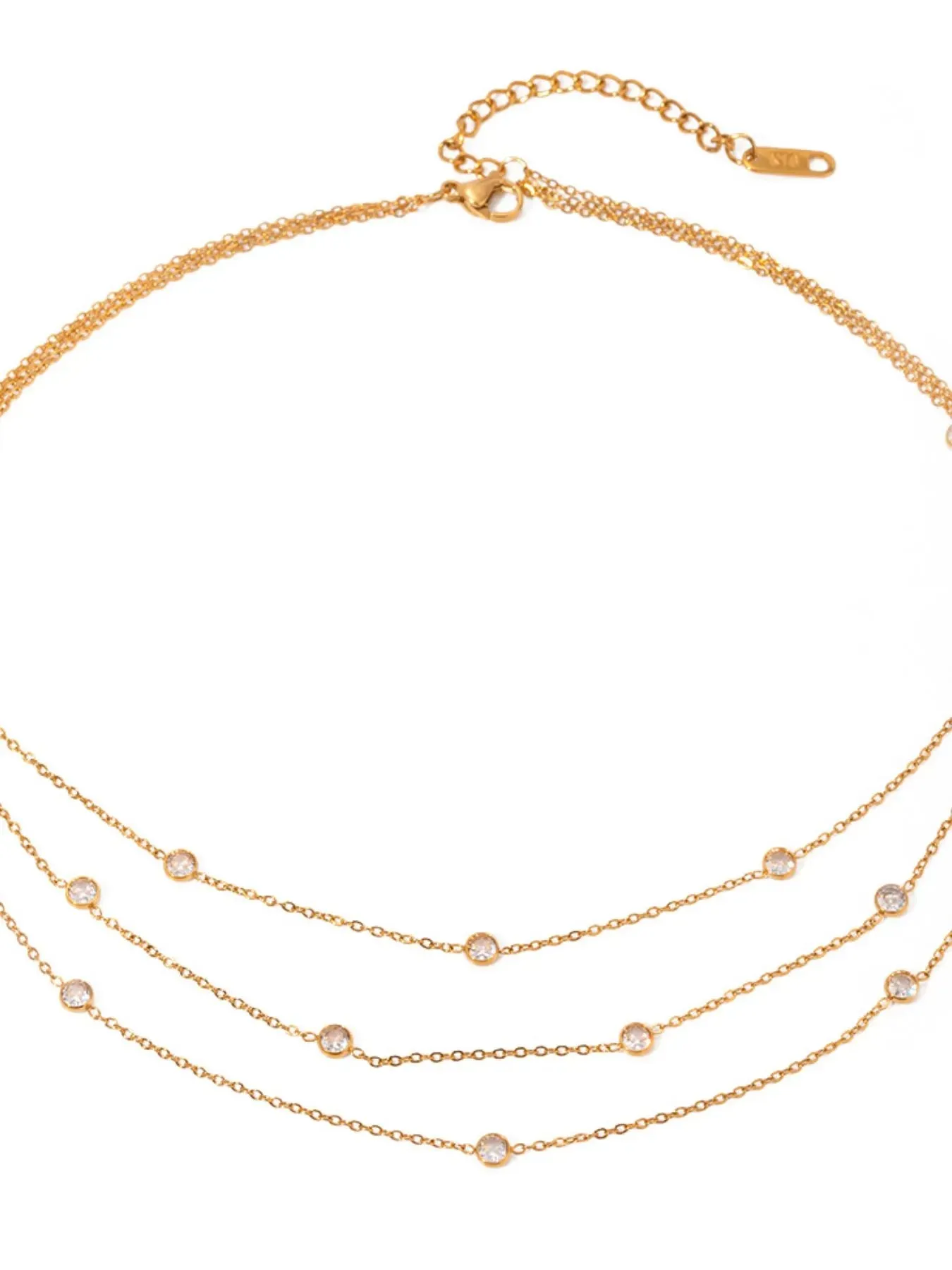 18K Gold-Plated Inlaid Zircon Layered Necklace sold by Charming Charlie product image thumbnail 4