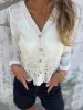 Lace V-Neck Button Down Shirt sold by Charming Charlie