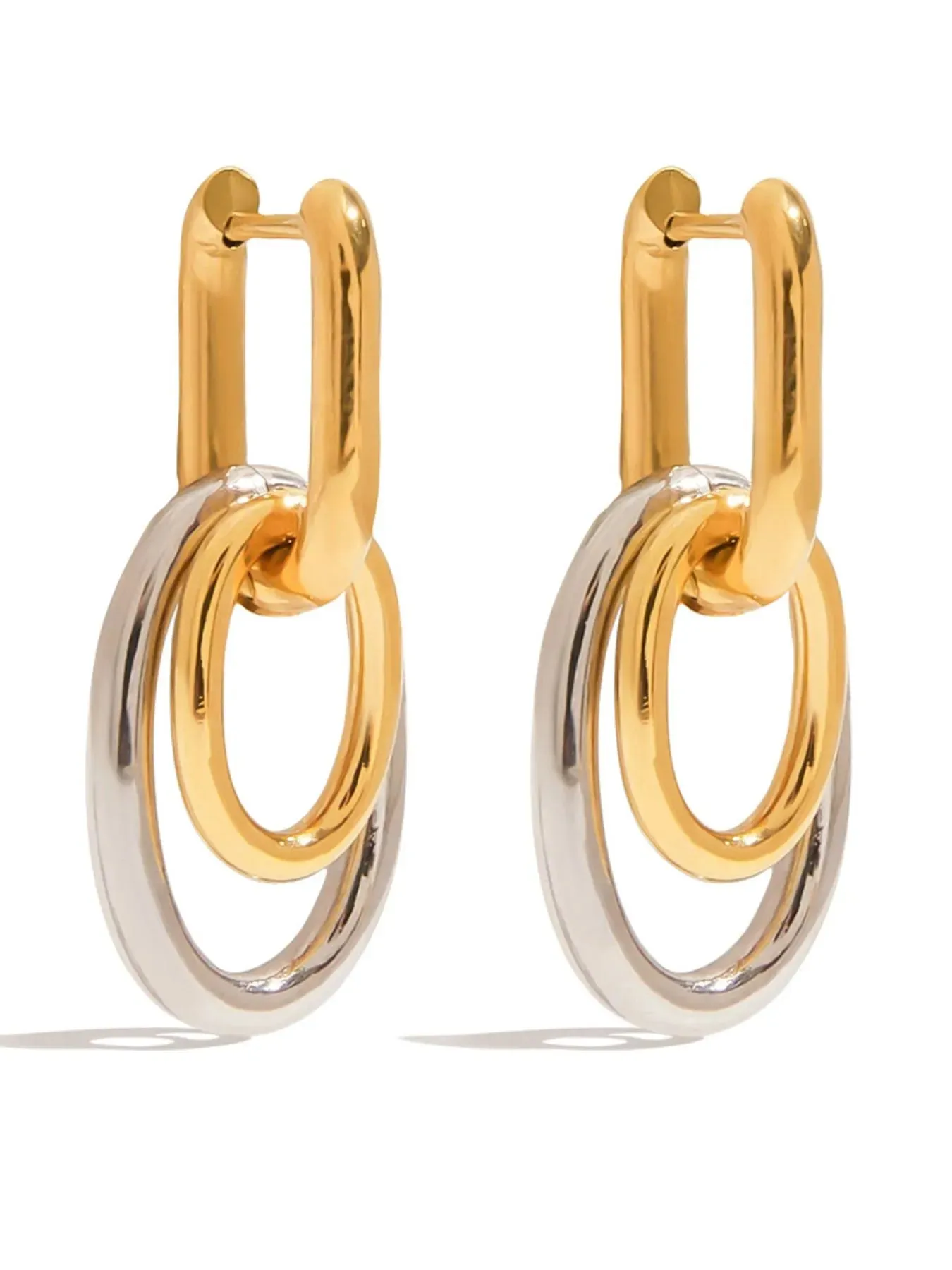 Stainless Steel Two-Tone Interlocked Hoop Earrings sold by Charming Charlie product image thumbnail 3