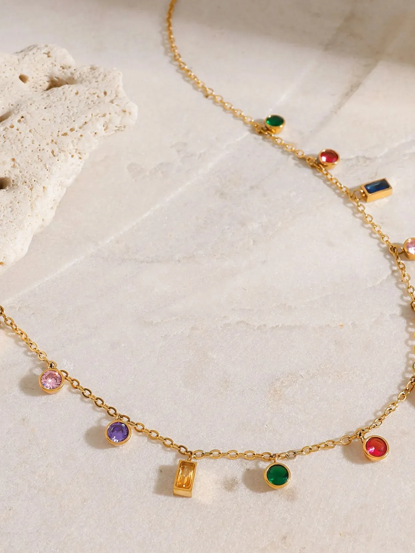 18K Gold-Plated Inlaid Rhinestone Necklace sold by Charming Charlie product image thumbnail 5