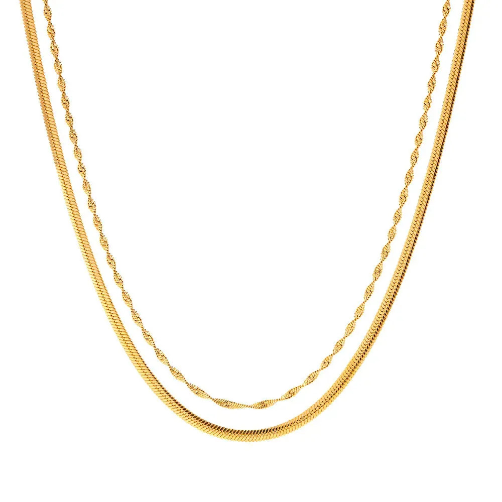 Layered 18K Gold-Plated Stainless Steel Necklace sold by Charming Charlie product image thumbnail 3