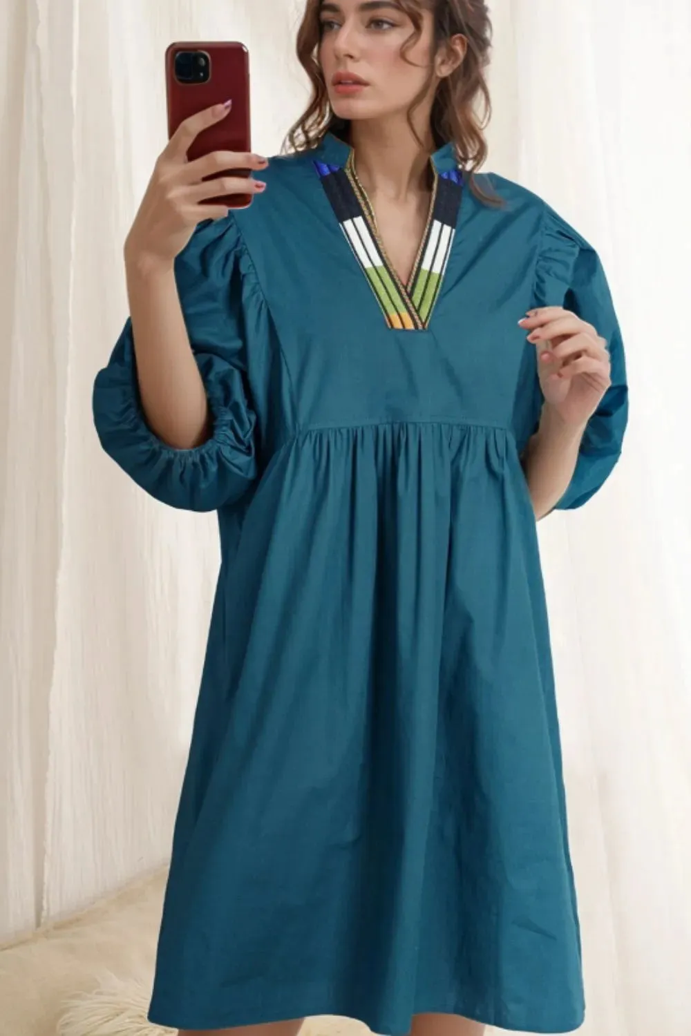 Loose Fit Puff Sleeve Mini Dress sold by Charming Charlie product image thumbnail 2