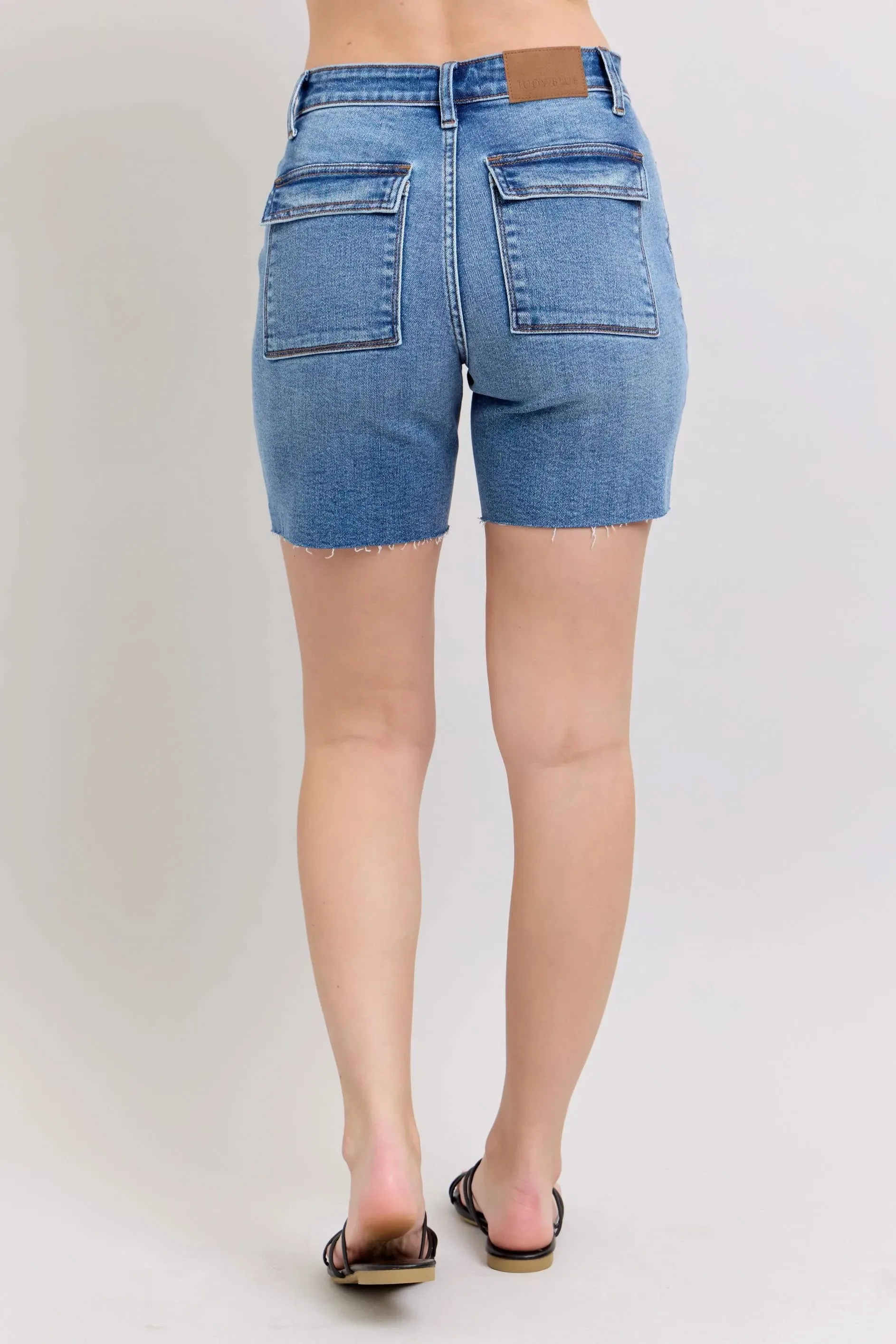Judy Blue Full Size Mid Rise Bermudas Denim Shorts W/ Back Flap Pockets Plus Size sold by Charming Charlie product image thumbnail 5