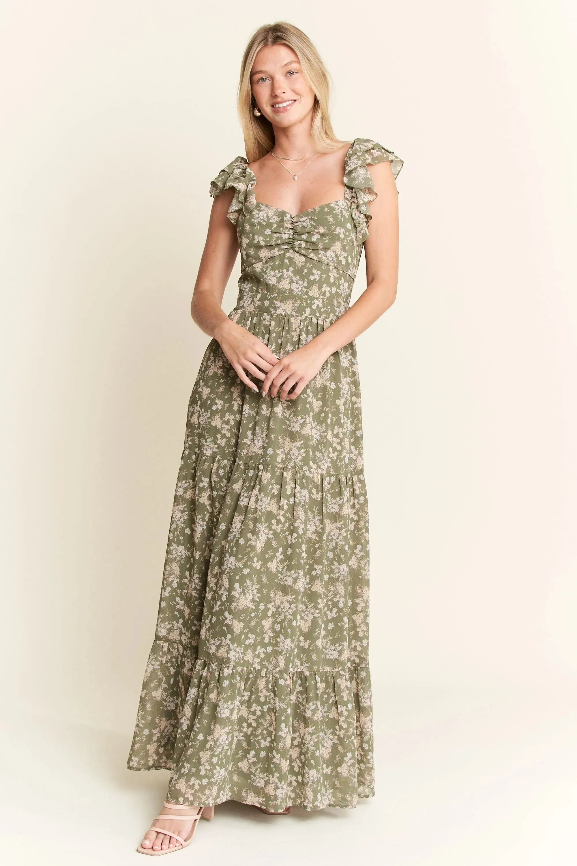 Jade By Jane Ruffle Sleeve Tiered Maxi Dress sold by Charming Charlie product image thumbnail 2