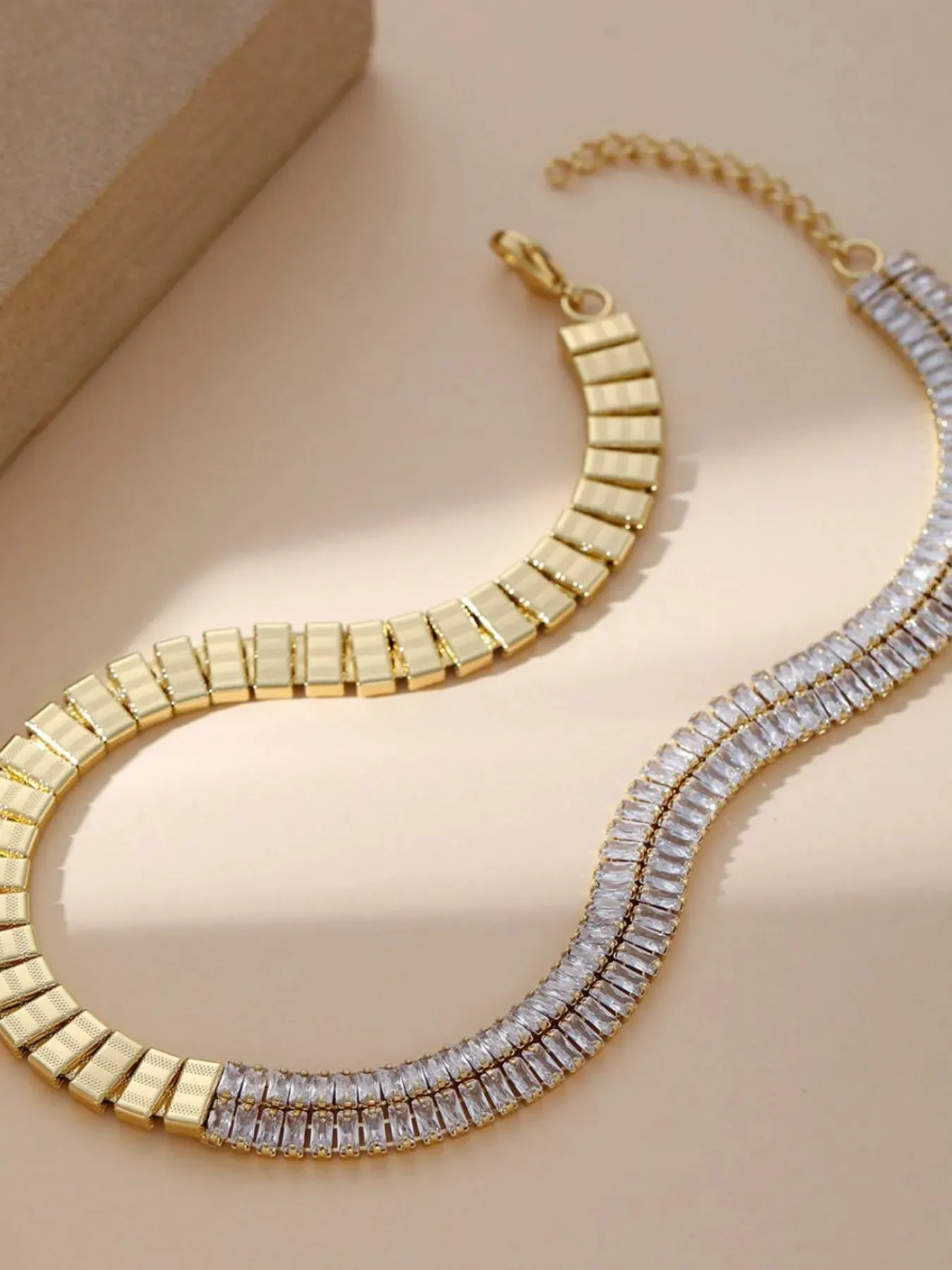 18K Gold-Plated Two-Tone Zircon Choker Necklace sold by Charming Charlie product image thumbnail 5