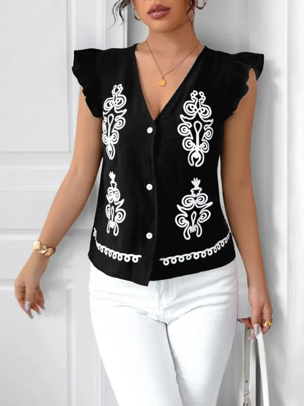 V-Neck Cap Sleeve Shirt sold by Charming Charlie