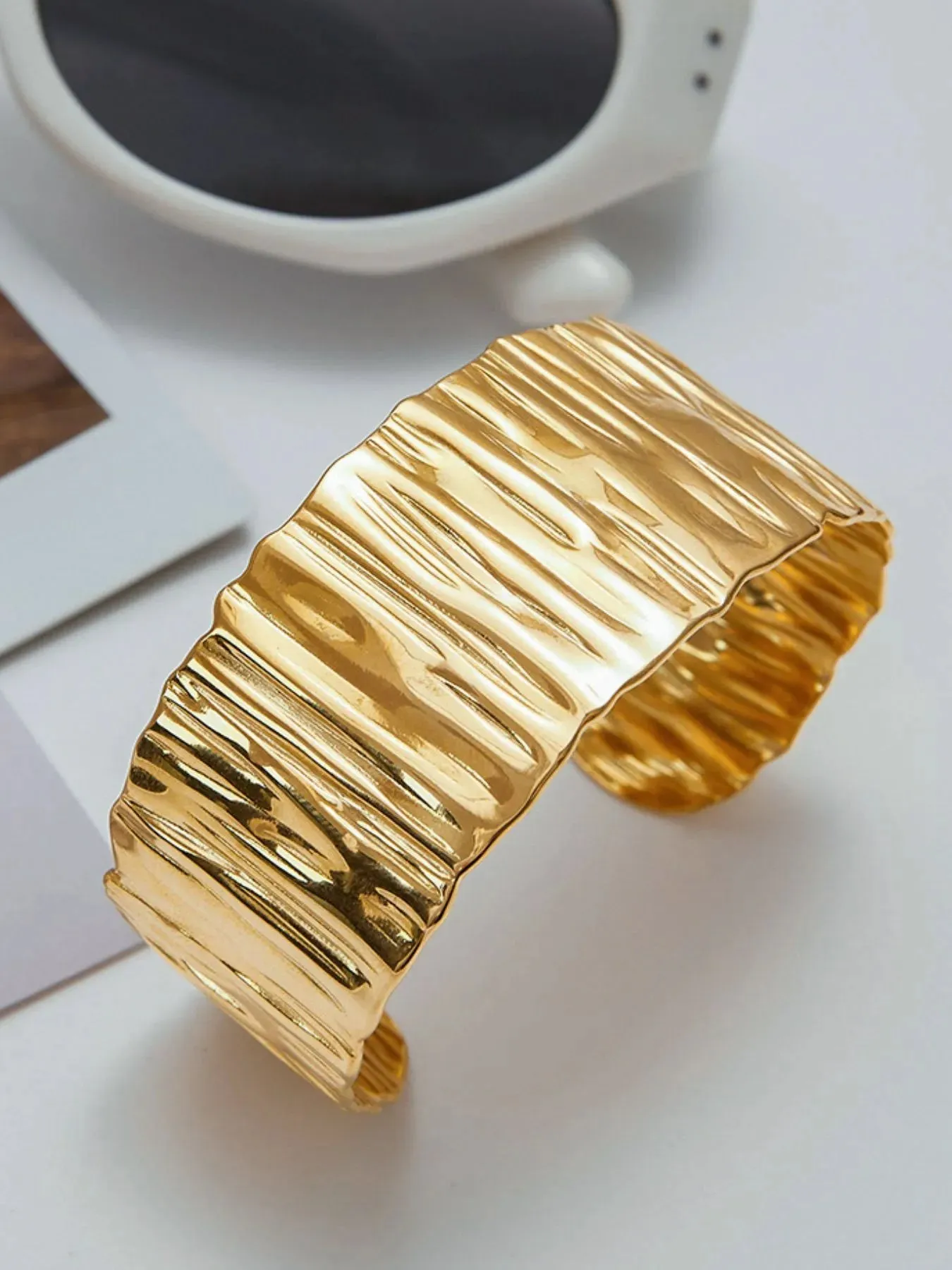 18K Gold-Plated Wide Bracelet and Ring Jewelry Set sold by Charming Charlie product image thumbnail 5