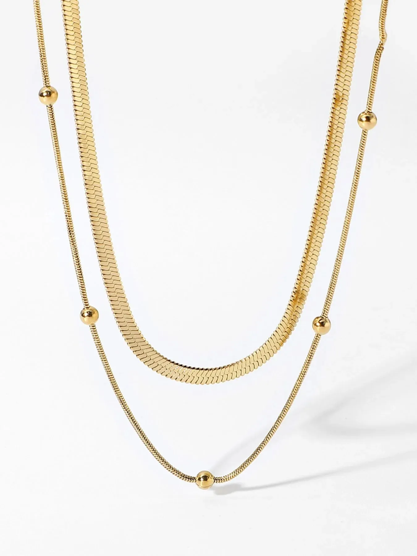 18K Gold-Plated Stainless Steel Layered Snake Chain Necklace sold by Charming Charlie product image thumbnail 2