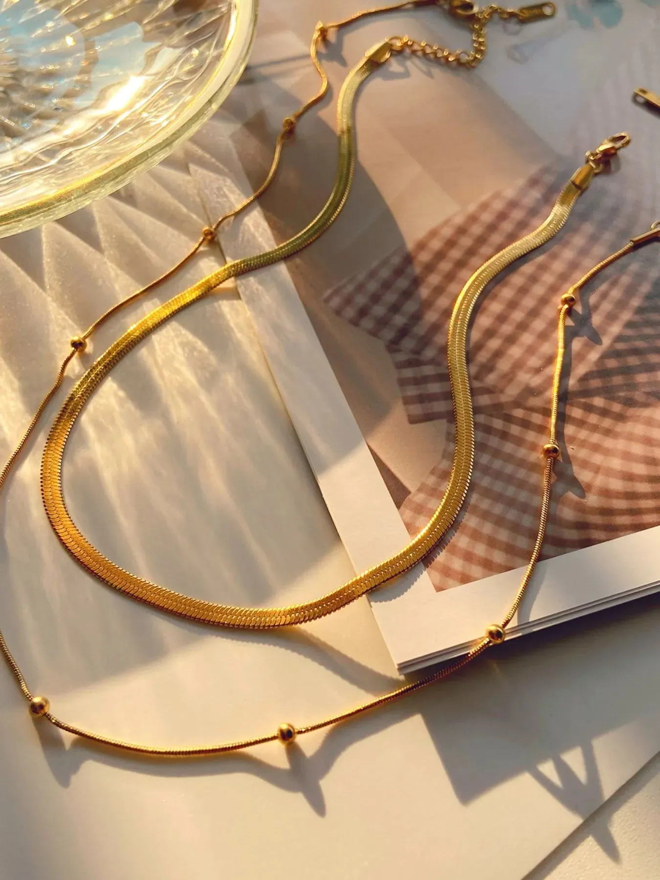 18K Gold-Plated Stainless Steel Layered Snake Chain Necklace sold by Charming Charlie product image thumbnail 5