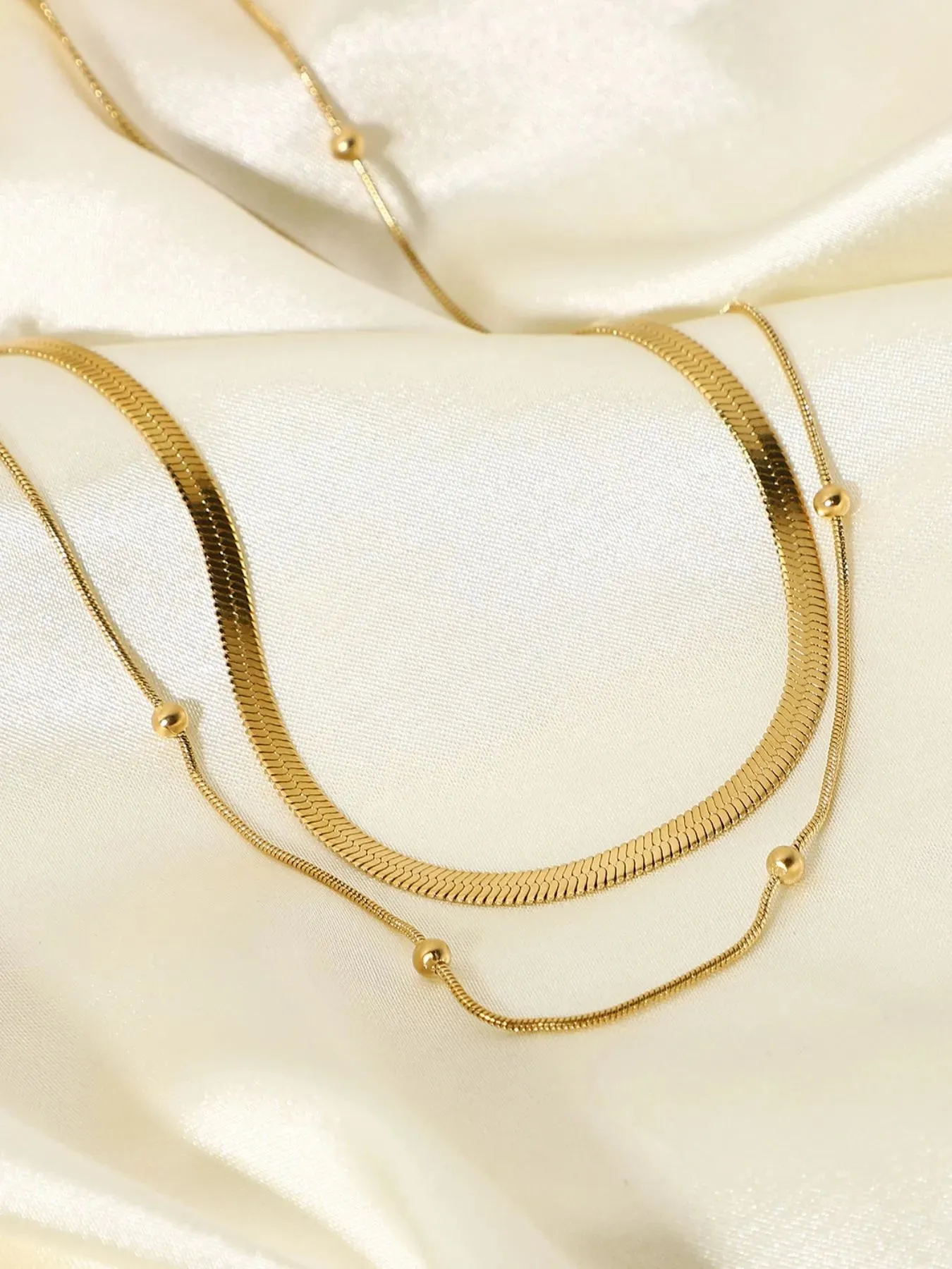 18K Gold-Plated Stainless Steel Layered Snake Chain Necklace sold by Charming Charlie product image thumbnail 3