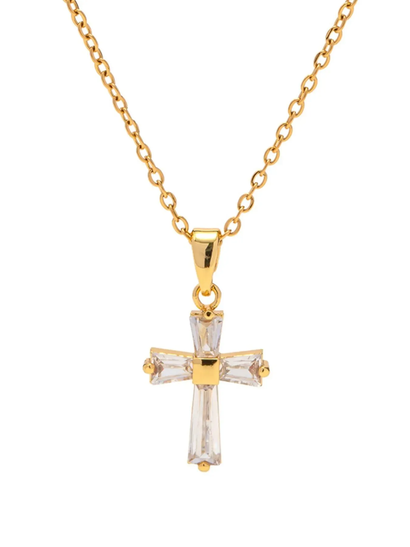 18K Gold-Plated Zircon Cross Pendant Necklace sold by Charming Charlie product image thumbnail 3