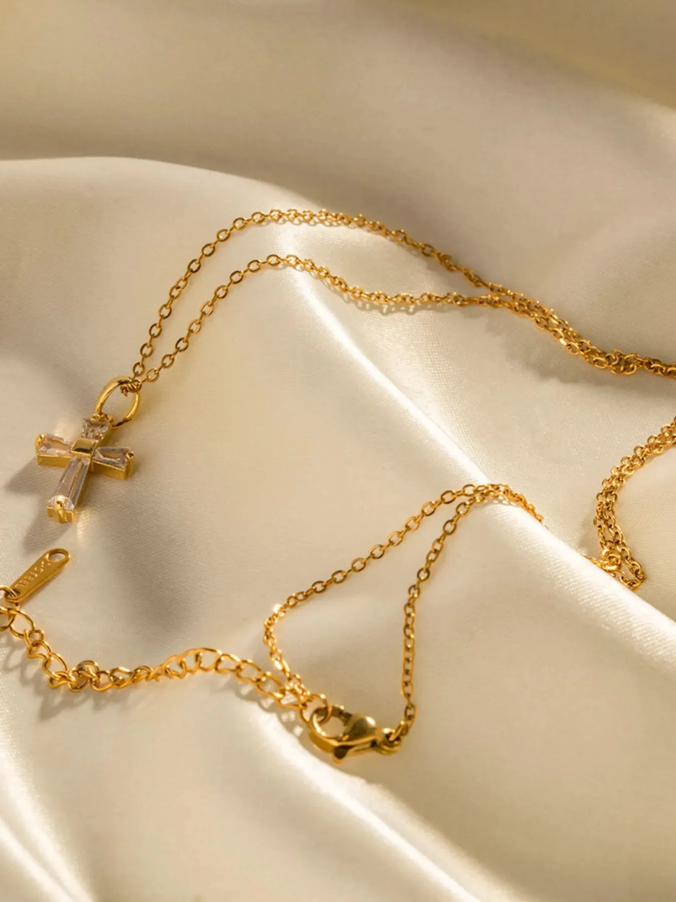 18K Gold-Plated Zircon Cross Pendant Necklace sold by Charming Charlie product image thumbnail 4