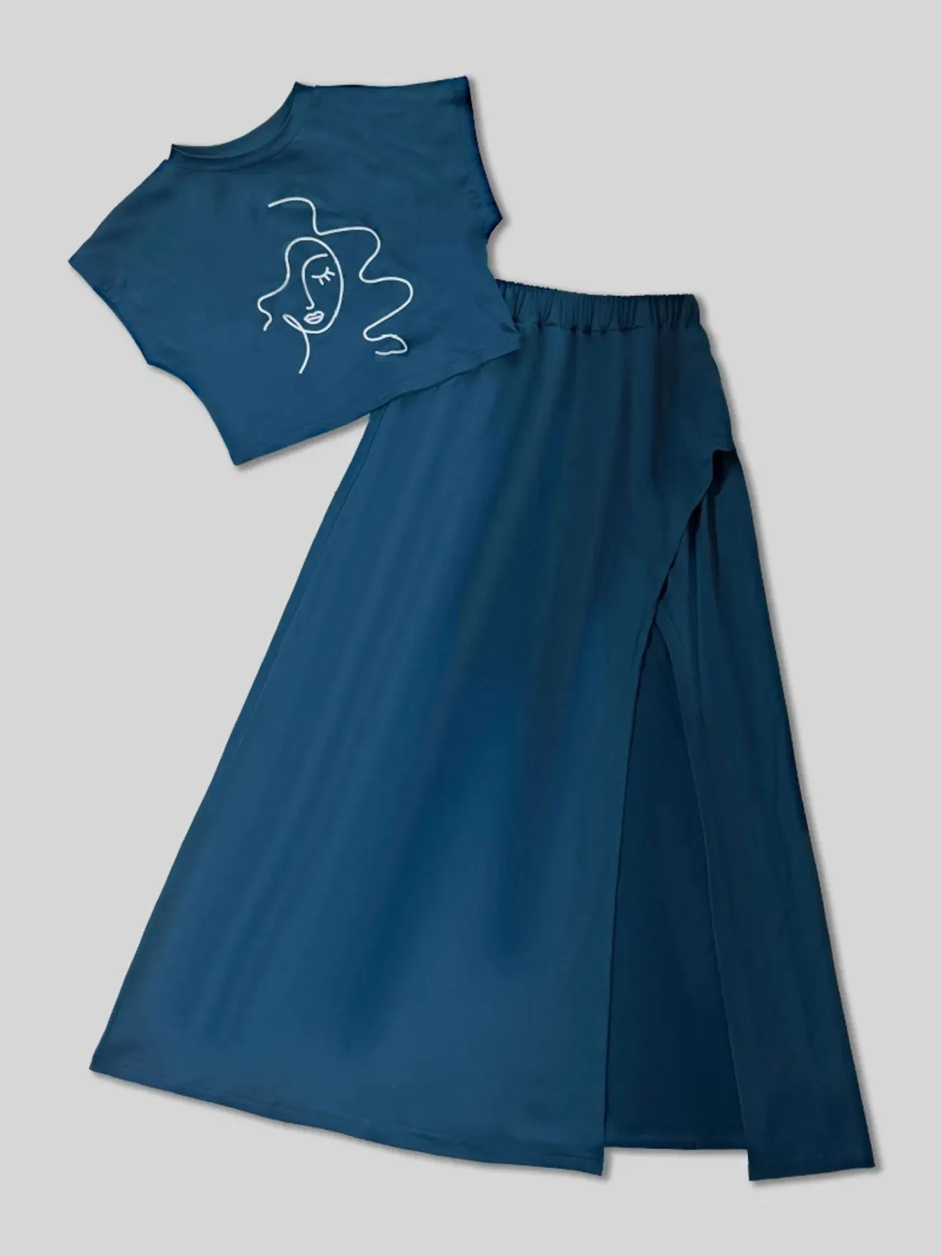 Round Neck Short Sleeve Top and Skirt Set sold by Charming Charlie product image thumbnail 5