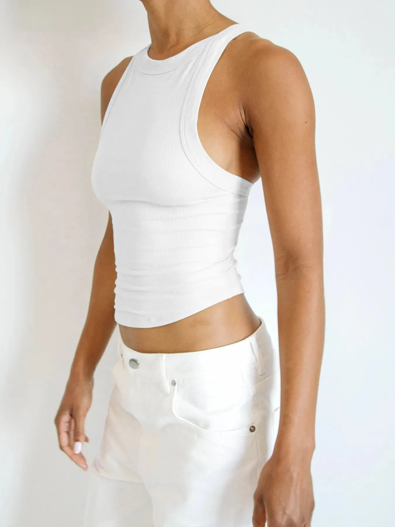 Asymmetrical Back Ribbed Crop Tank Top sold by Charming Charlie product image thumbnail 3