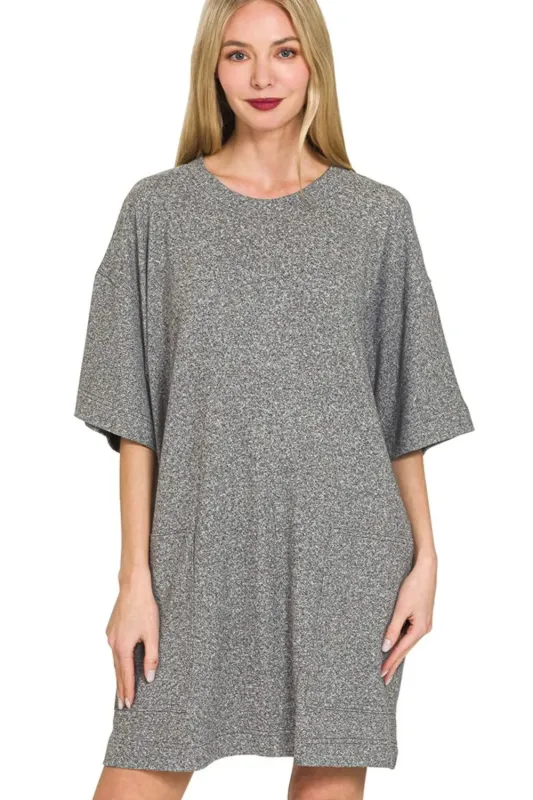 Zenana Soft Melange Hacci T-shirts Dress sold by Charming Charlie