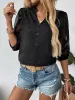 Sheer Notched Button Front Blouse sold by Charming Charlie