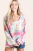 BiBi Tie Dye Print Terry Top With Puff Sleeves sold by Charming Charlie
