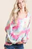 BiBi Tie Dye Print Terry Top With Puff Sleeves sold by Charming Charlie