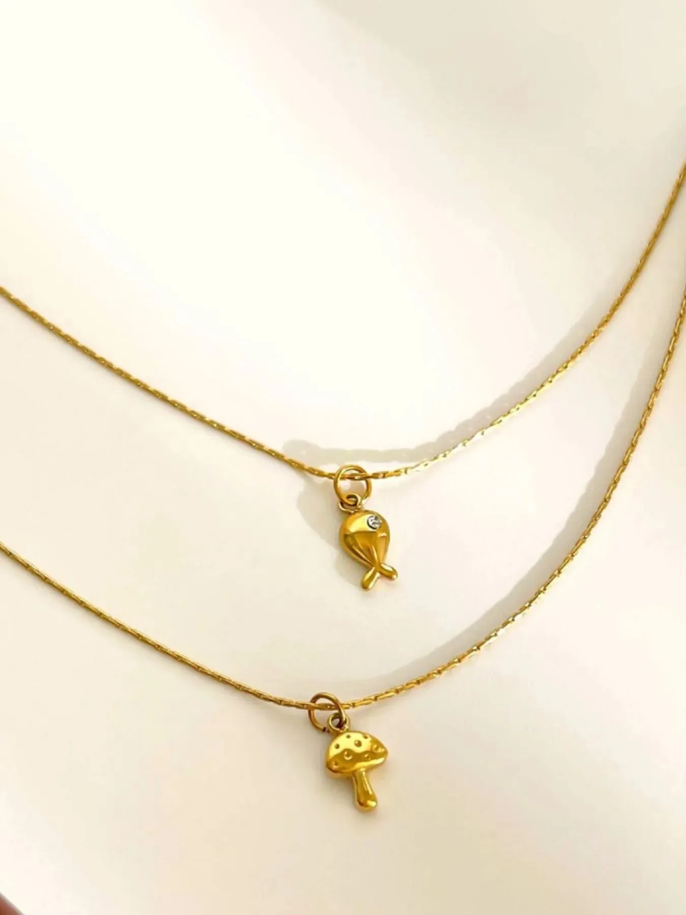 2-Piece 18K Gold-Plated Rhinestone Necklace sold by Charming Charlie product image thumbnail 4