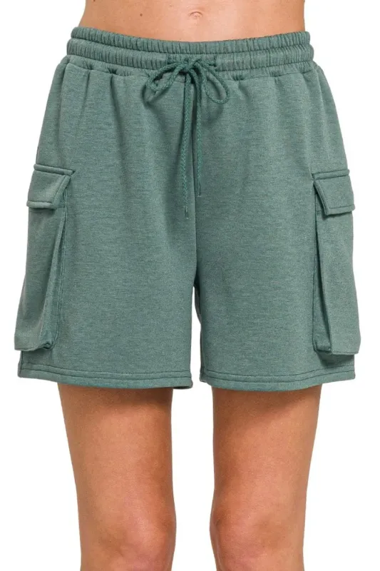 Zenana Scuba Thigh Pocket Shorts sold by Charming Charlie