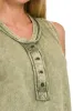 Zenana Washed Half-button Raw Edge Sleeveless Henley Top sold by Charming Charlie