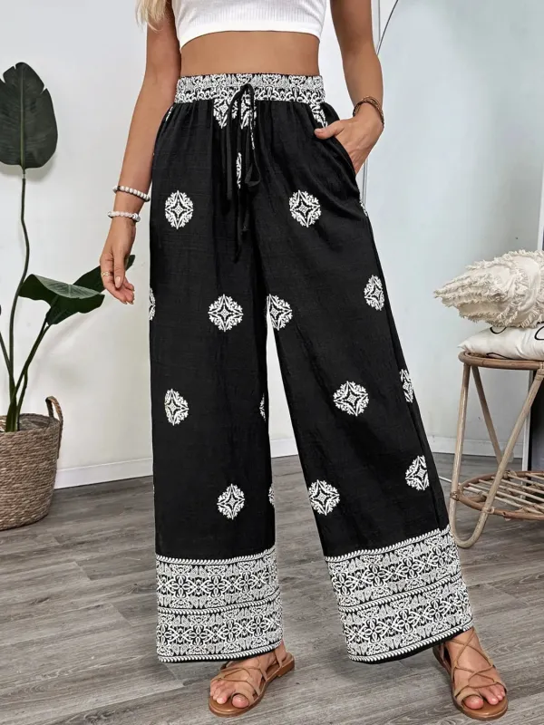 Boho Print Wide Leg Pants sold by Charming Charlie