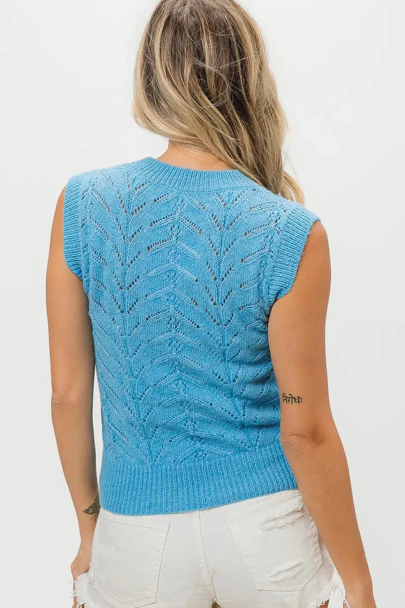 BiBi Chevron Pointelle Pearl Knit Top sold by Charming Charlie product image thumbnail 5