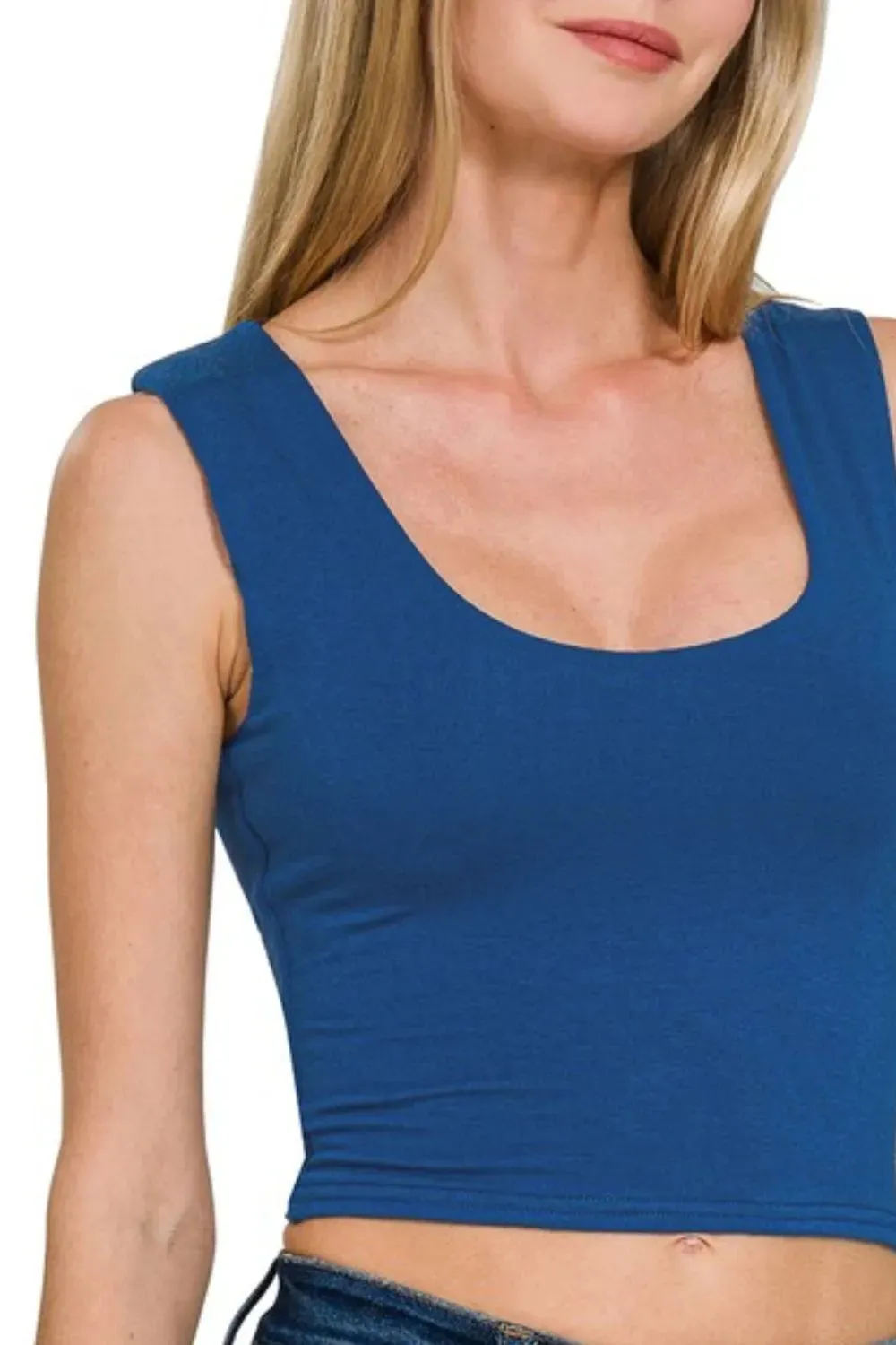 Zenana Double Layered Cropped Tank Top sold by Charming Charlie product image thumbnail 2
