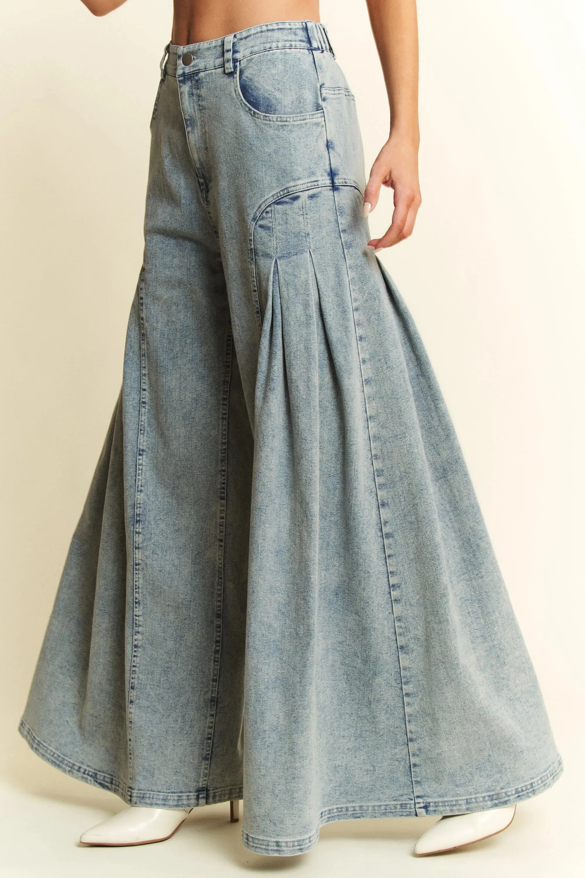 Jade By Jane High-Waist Pleated Wide Leg Jeans sold by Charming Charlie product image thumbnail 4