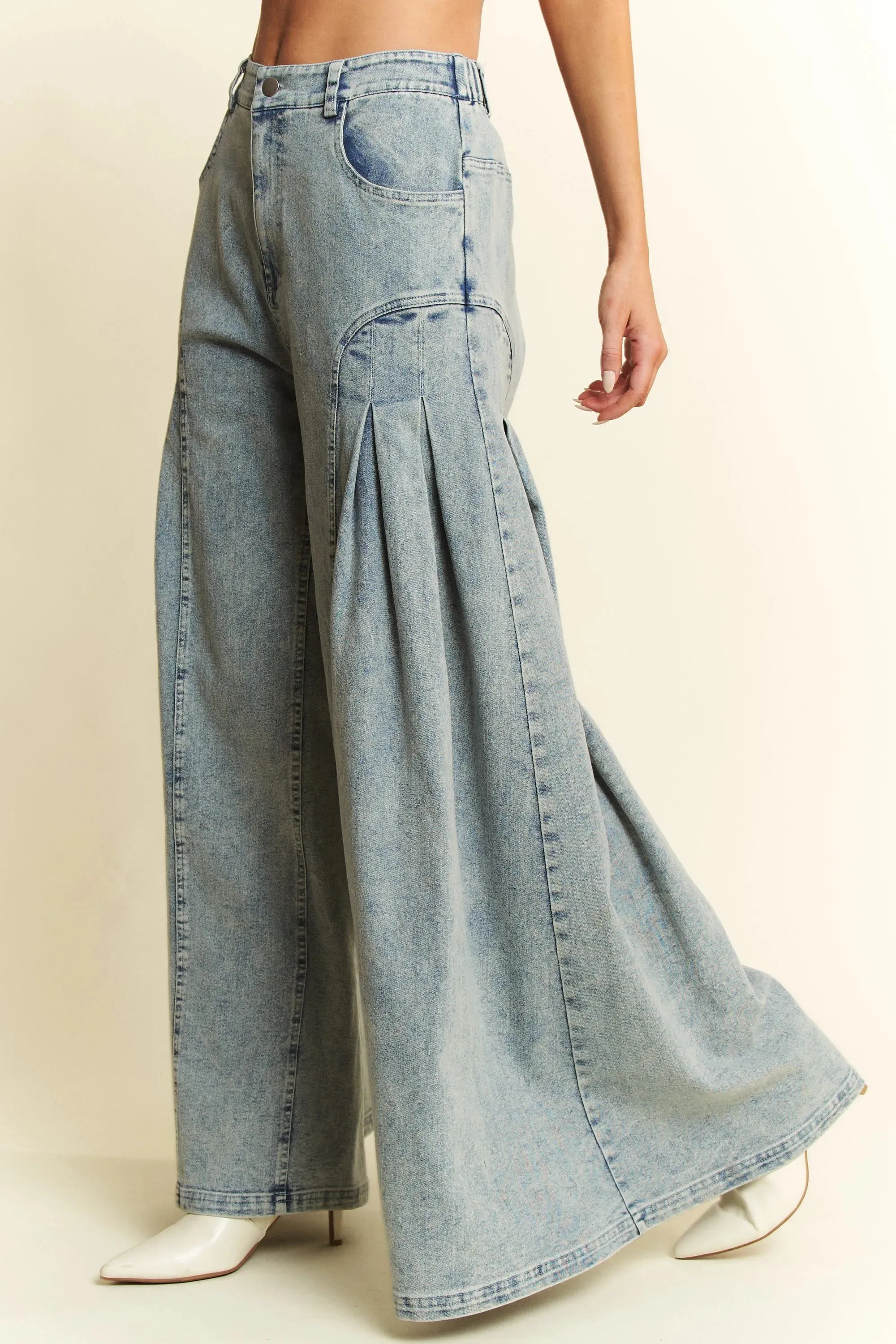 Jade By Jane High-Waist Pleated Wide Leg Jeans sold by Charming Charlie product image thumbnail 2