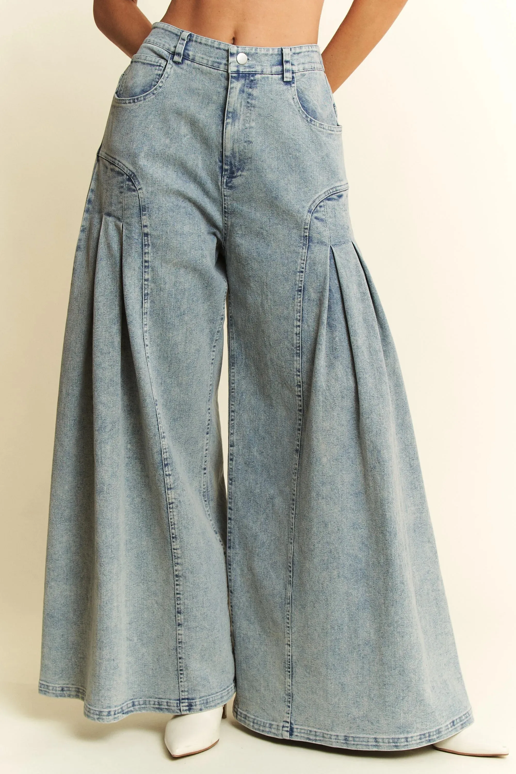 Jade By Jane High-Waist Pleated Wide Leg Jeans sold by Charming Charlie product image thumbnail 3