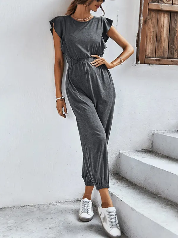 Flutter Sleeve Elastic Waist Jumpsuit sold by Charming Charlie