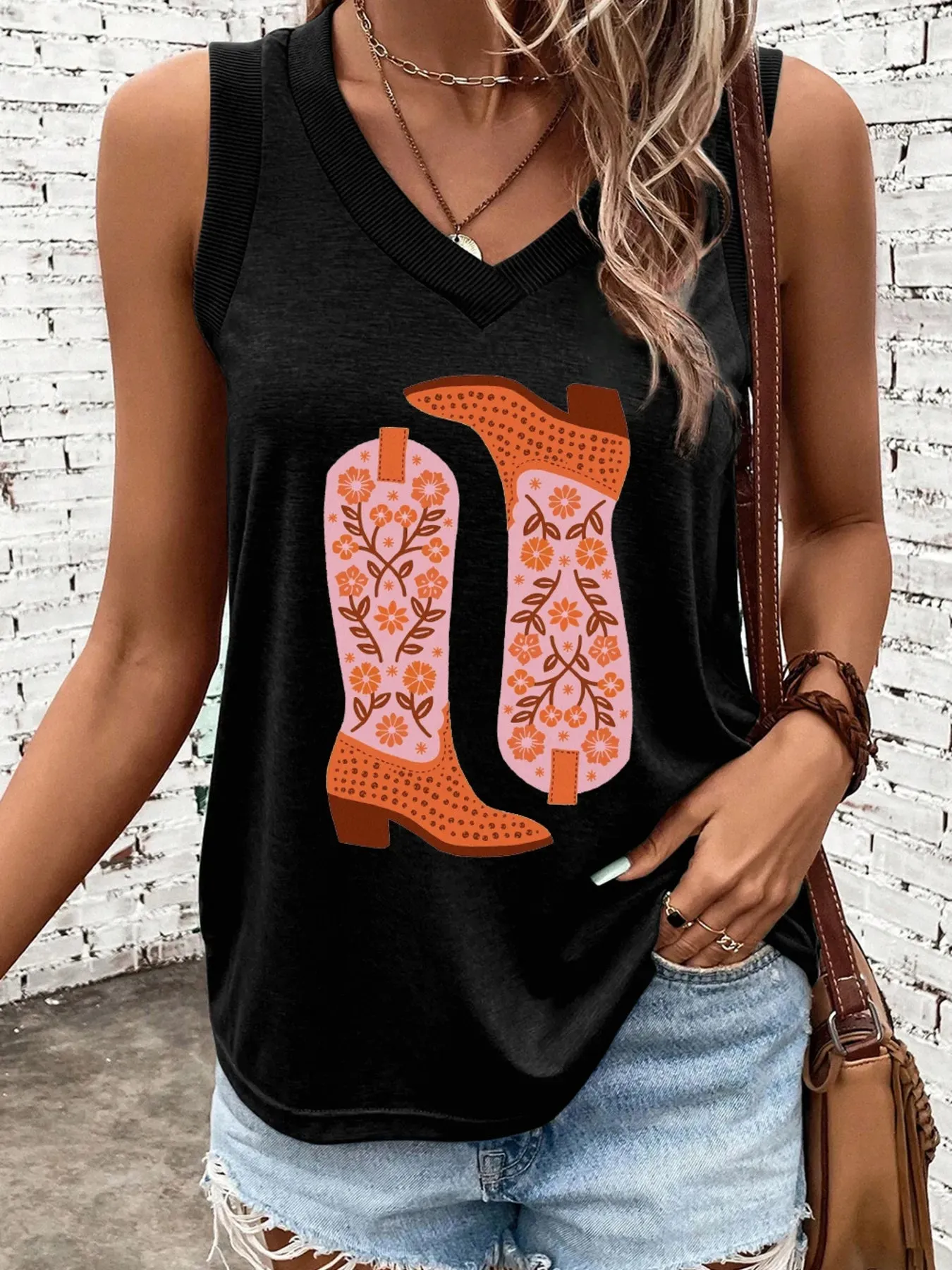 Cowgirl Floral Boots Printed Tank Top sold by Charming Charlie product image thumbnail 3