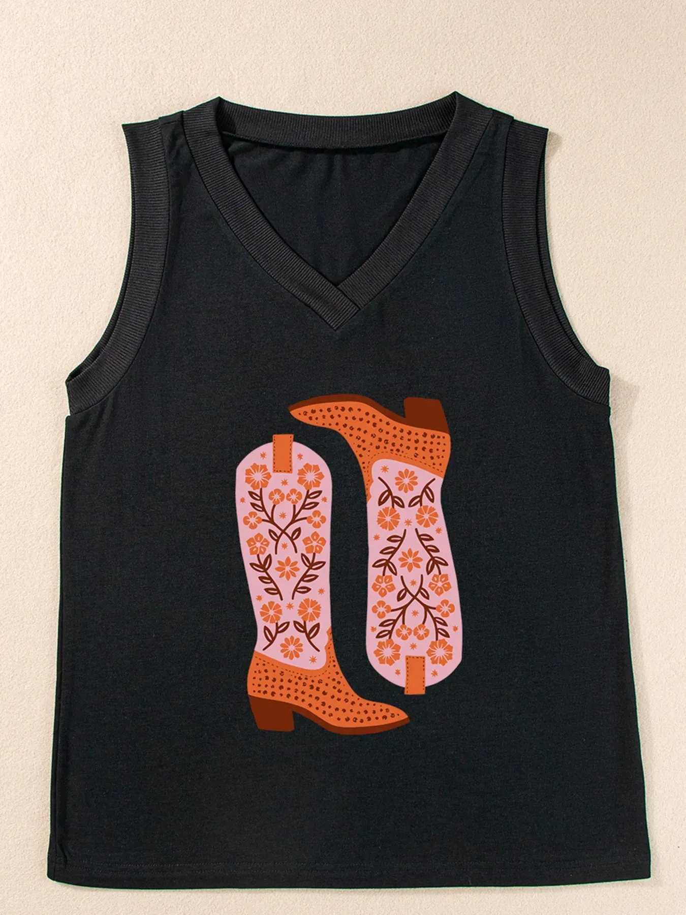 Cowgirl Floral Boots Printed Tank Top sold by Charming Charlie product image thumbnail 4