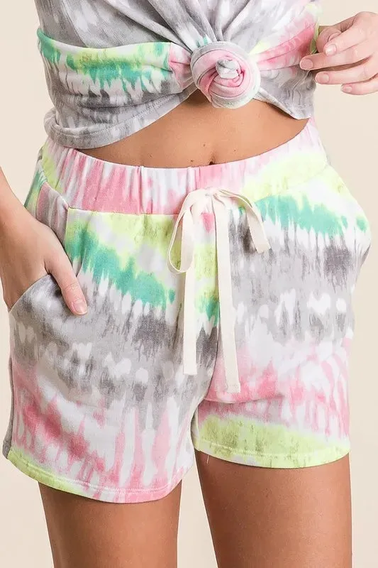 BiBi Tie Dye Print Shorts With Twill Tape Drawstring sold by Charming Charlie product image thumbnail 2
