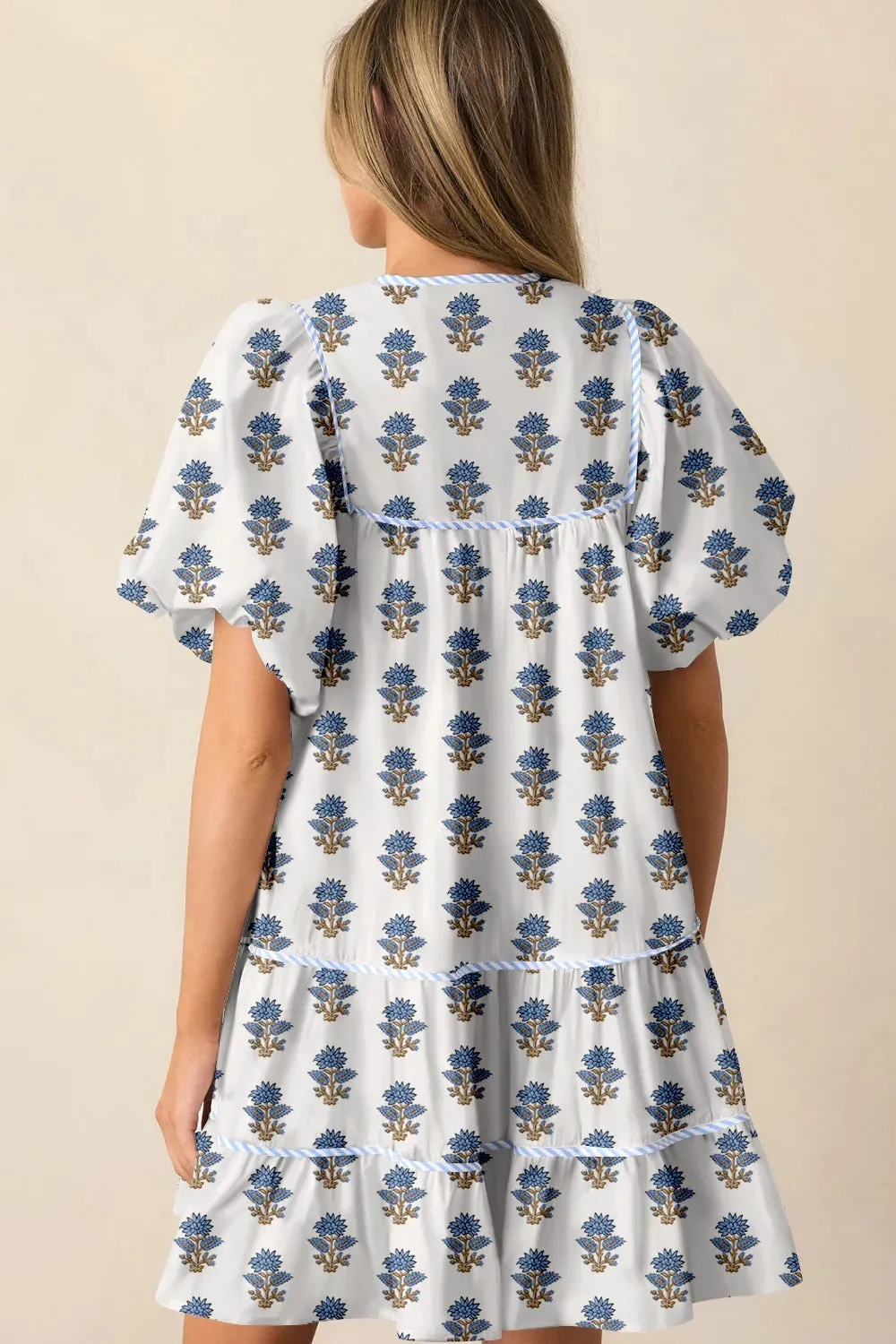 Floral Puff Sleeve Mini Dress with Pockets sold by Charming Charlie product image thumbnail 3