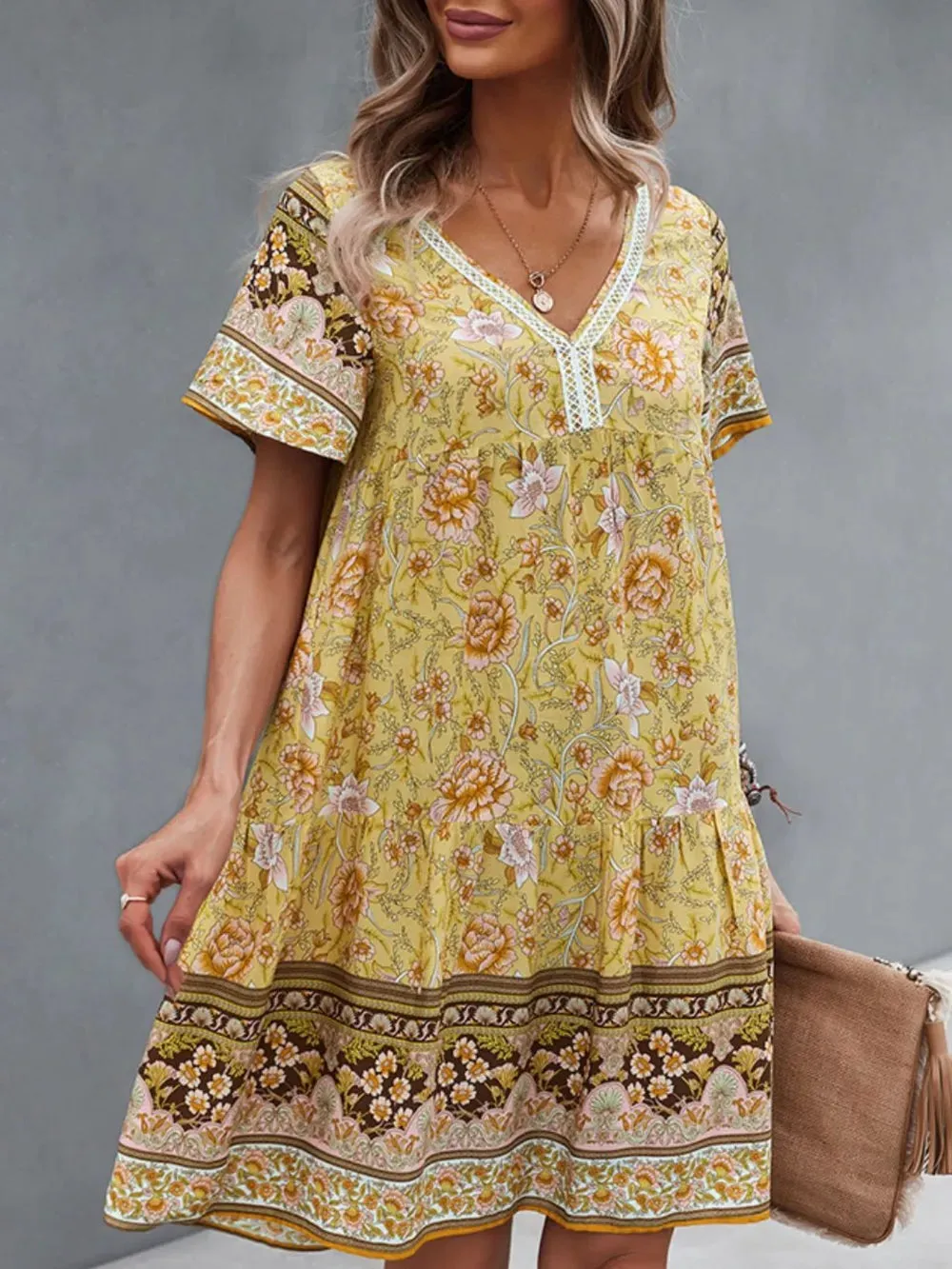 Floral Print V-Neck Summer Dress sold by Charming Charlie product image thumbnail 4