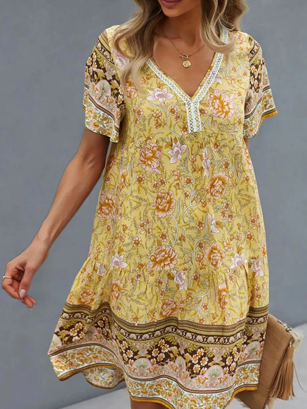 Floral Print V-Neck Summer Dress sold by Charming Charlie product image thumbnail 3