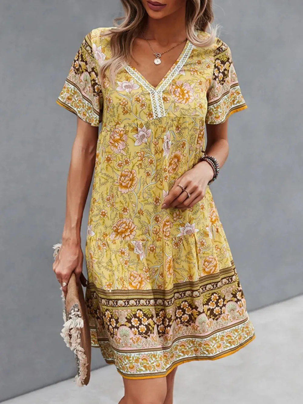 Floral Print V-Neck Summer Dress sold by Charming Charlie