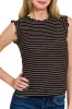 Zenana Ribbed Ruffle Trim Sleeveless Stripe Top sold by Charming Charlie