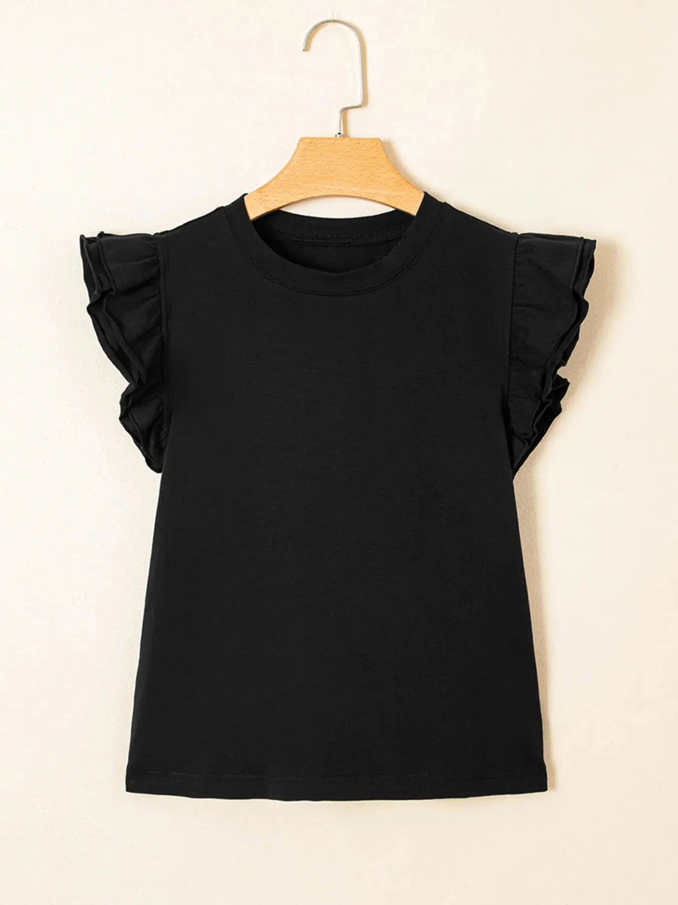 Ruffled Crew Neck Slim Fit Top sold by Charming Charlie product image thumbnail 5