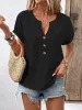 Full Size Notched Short Sleeve Top Plus Size sold by Charming Charlie