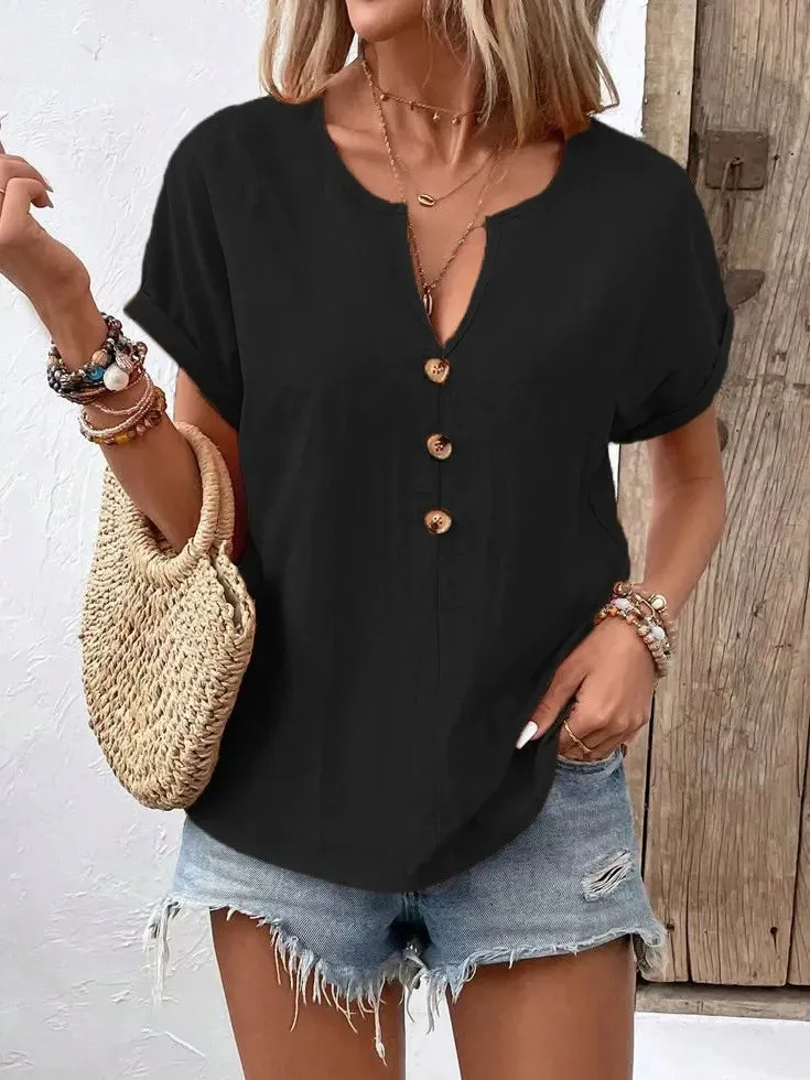 Full Size Notched Short Sleeve Top Plus Size sold by Charming Charlie product image thumbnail 4