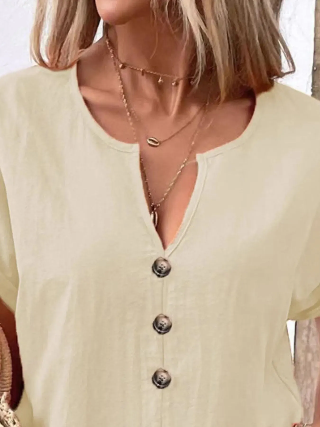 Full Size Notched Short Sleeve Top Plus Size sold by Charming Charlie product image thumbnail 3