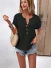 Full Size Notched Short Sleeve Top Plus Size sold by Charming Charlie
