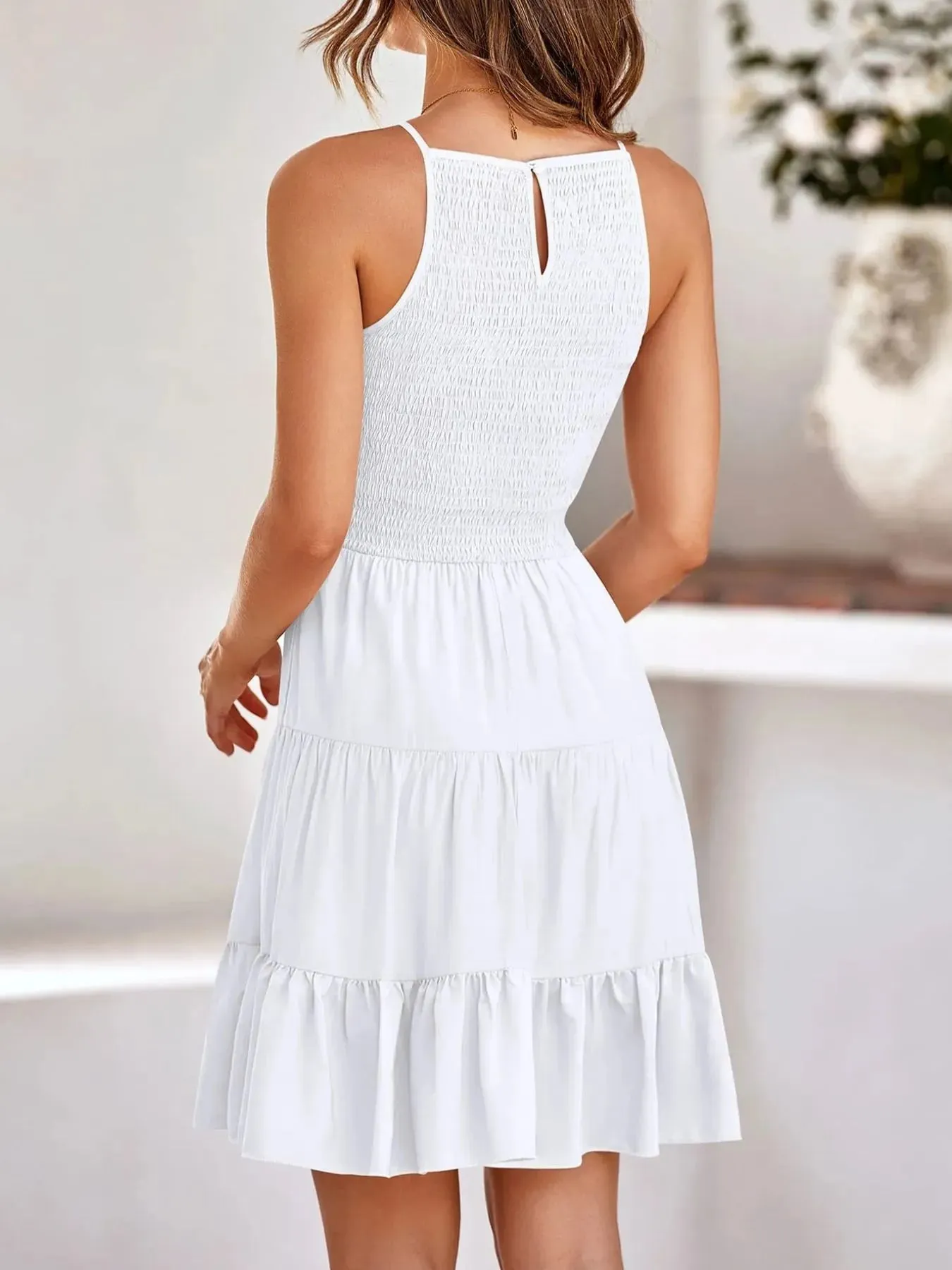 Full Size Sleeveless Smocked Tiered Summer Flare Dress Plus Size sold by Charming Charlie product image thumbnail 3