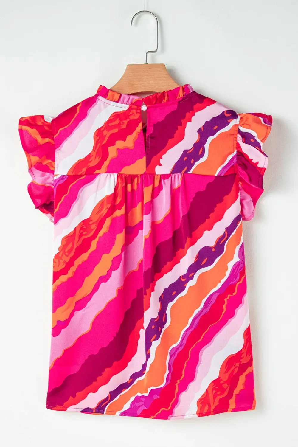 Abstract Print Shirred Yoke Ruffled Blouse sold by Charming Charlie product image thumbnail 5