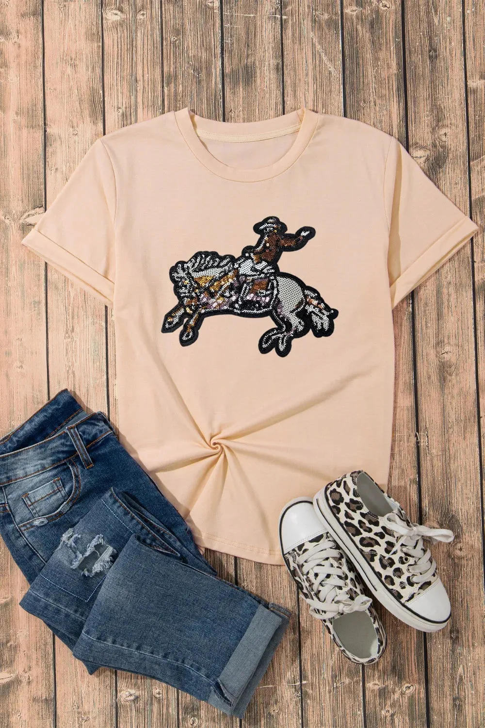 Sequin Rodeo Graphic Crewneck Tee sold by Charming Charlie product image thumbnail 4